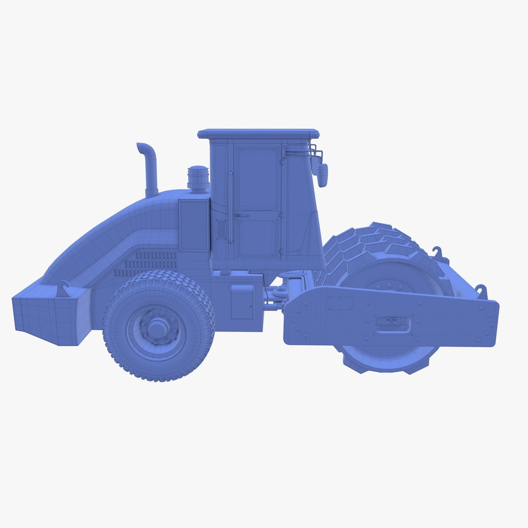 Road Roller 3D Model – Low Poly Industrial Machine, PBR Textures - View 33