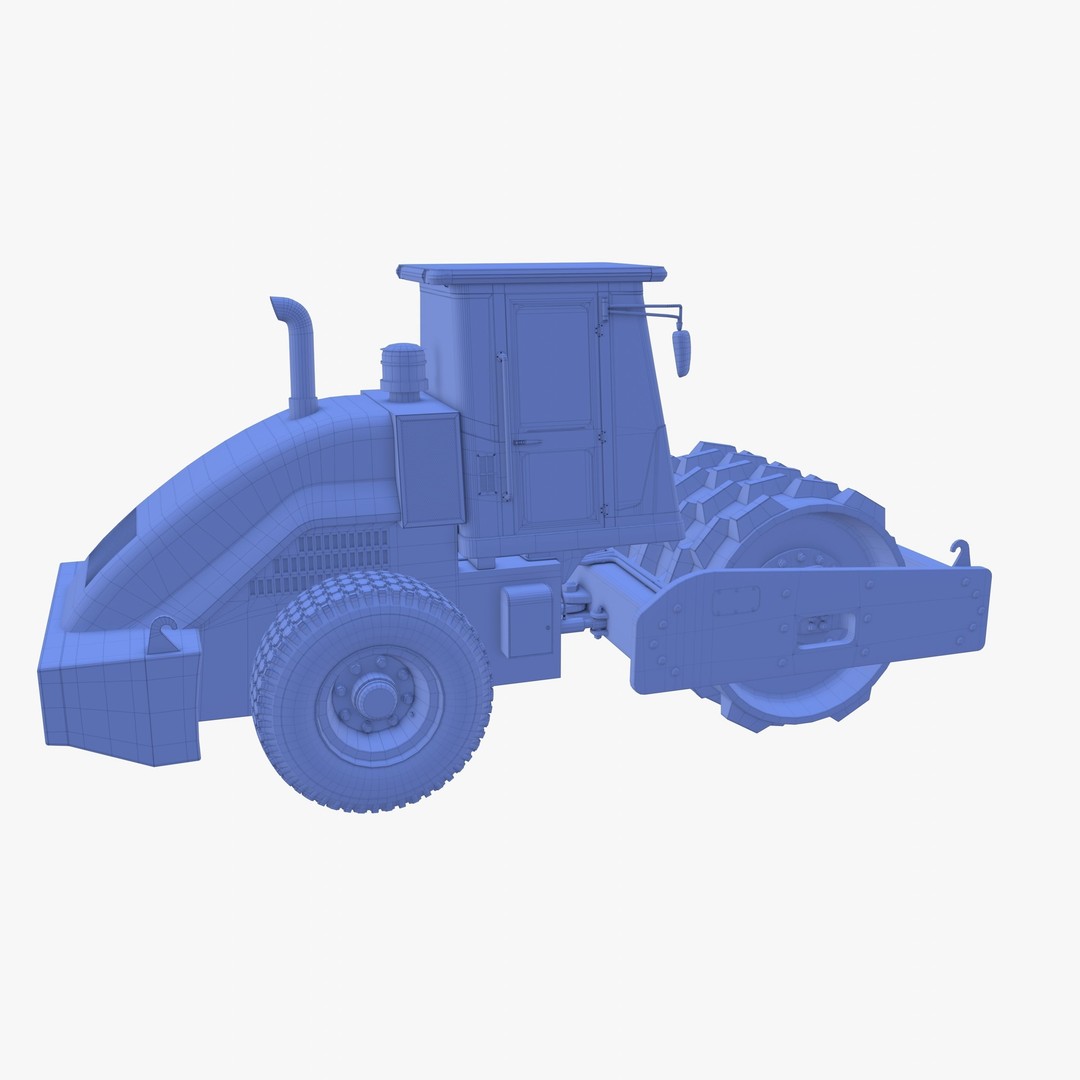 Road Roller 3D Model – Low Poly Industrial Machine, PBR Textures - View 34