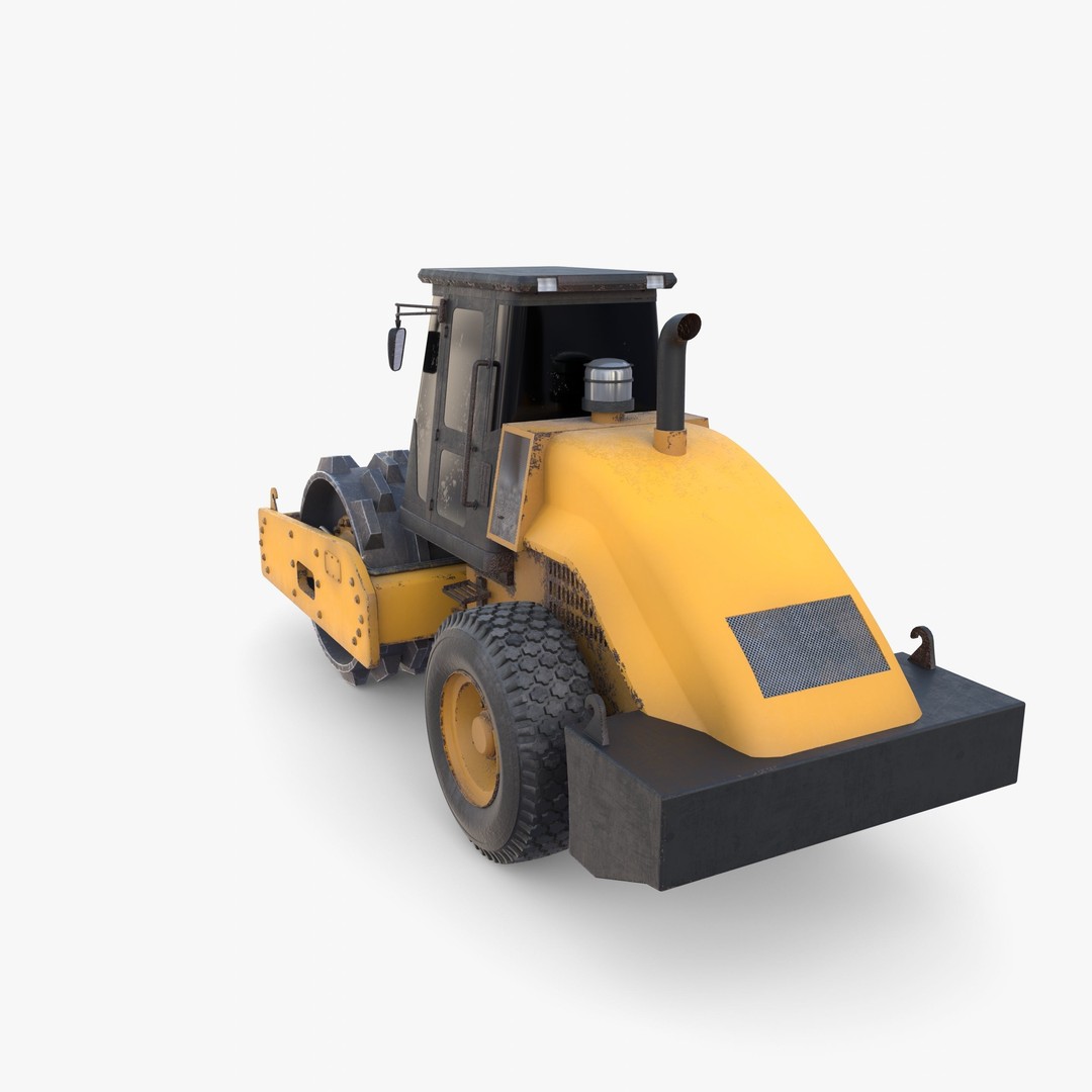 Road Roller 3D Model – Low Poly Industrial Machine, PBR Textures - View 5