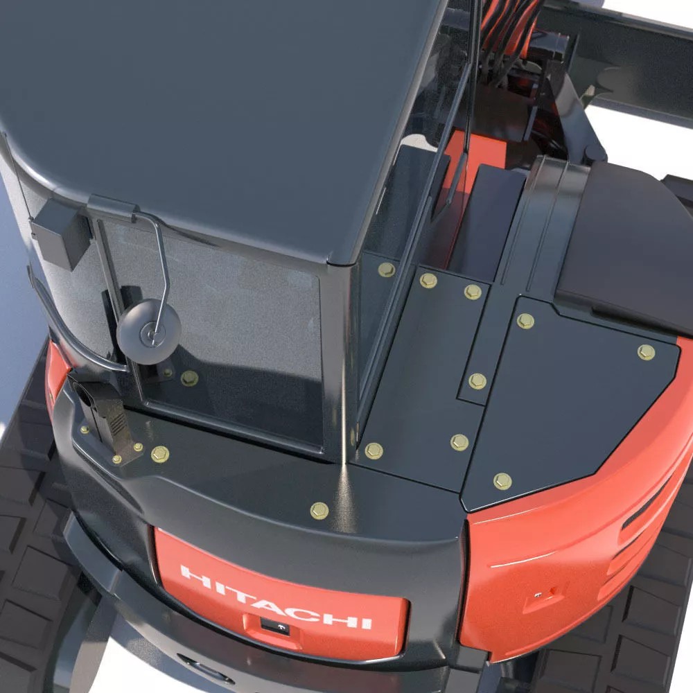 Mini Excavator Hitachi ZX55U 3D Model – High Poly PBR Asset, FBX