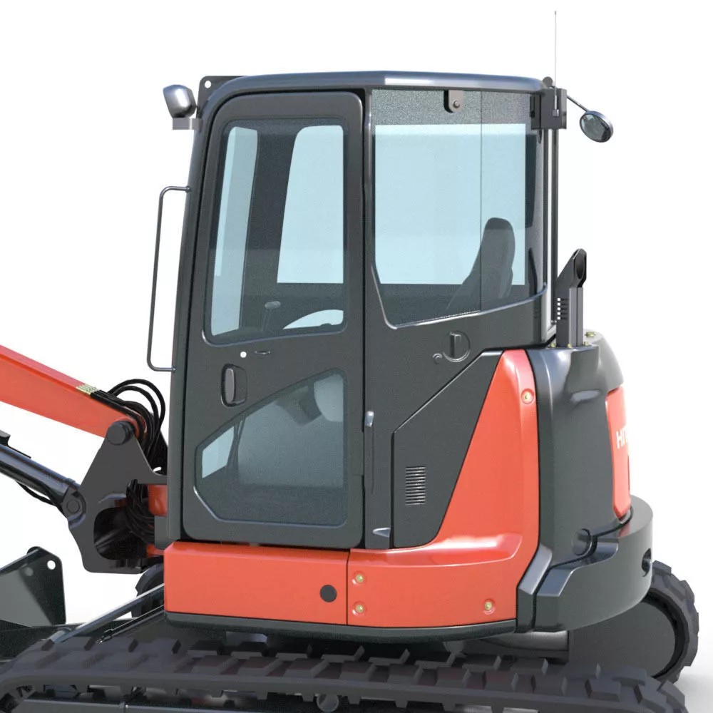 Mini Excavator Hitachi ZX55U 3D Model – High Poly PBR Asset, FBX - View 10
