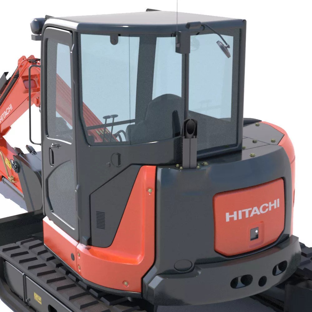 Mini Excavator Hitachi ZX55U 3D Model – High Poly PBR Asset, FBX - View 12
