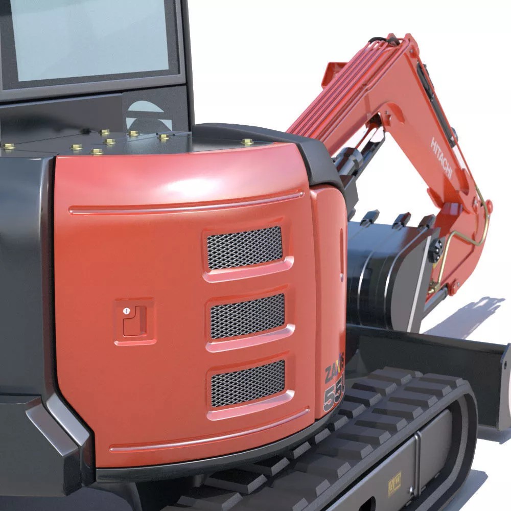 Mini Excavator Hitachi ZX55U 3D Model – High Poly PBR Asset, FBX - View 13