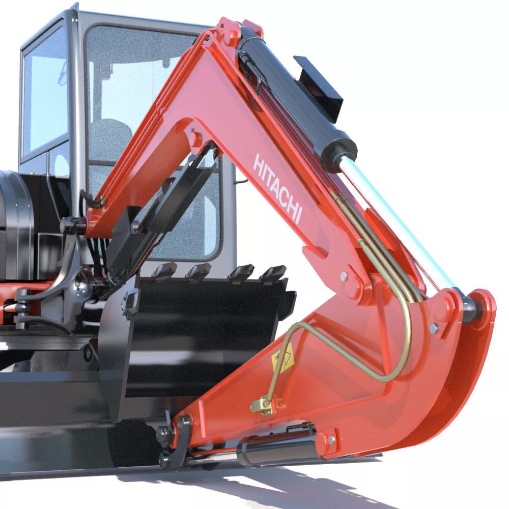 Mini Excavator Hitachi ZX55U 3D Model – High Poly PBR Asset, FBX - View 14