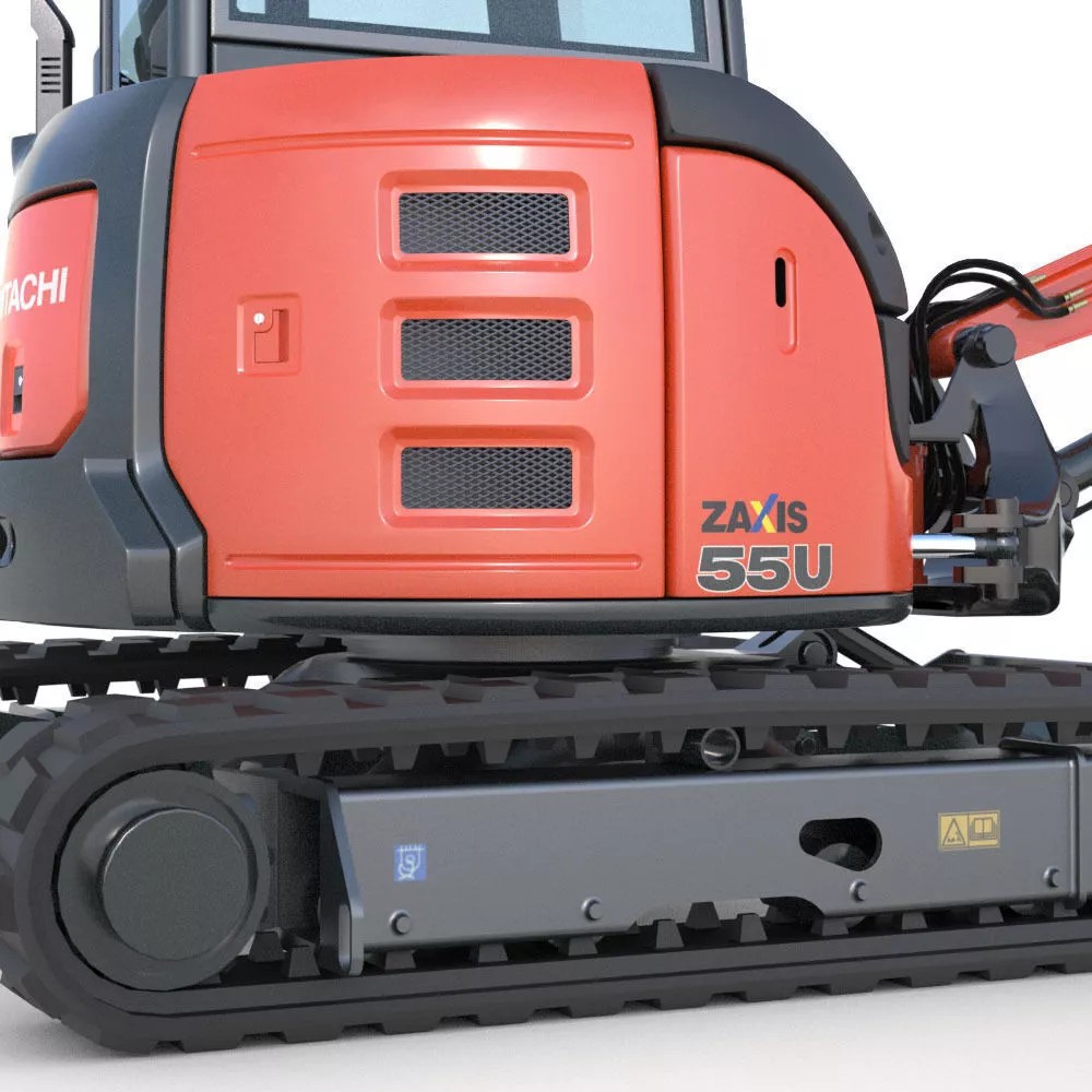 Mini Excavator Hitachi ZX55U 3D Model – High Poly PBR Asset, FBX - View 15