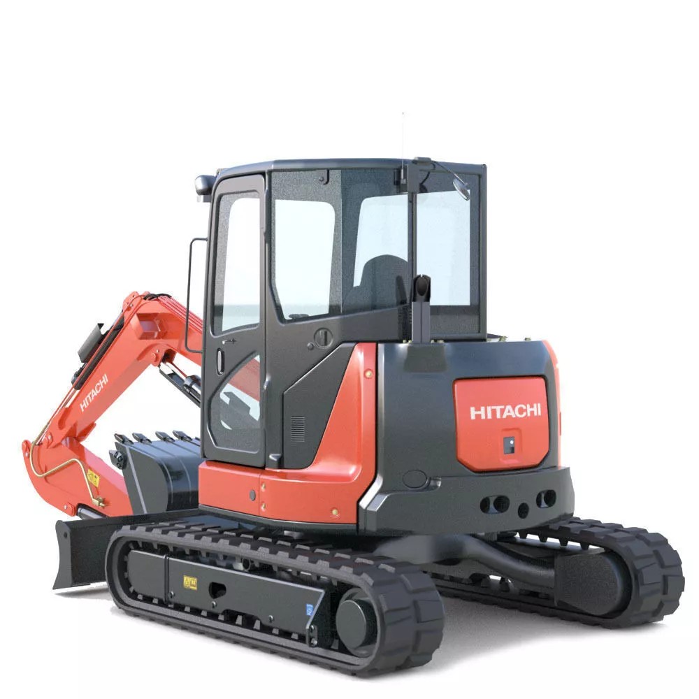 Mini Excavator Hitachi ZX55U 3D Model – High Poly PBR Asset, FBX - View 4