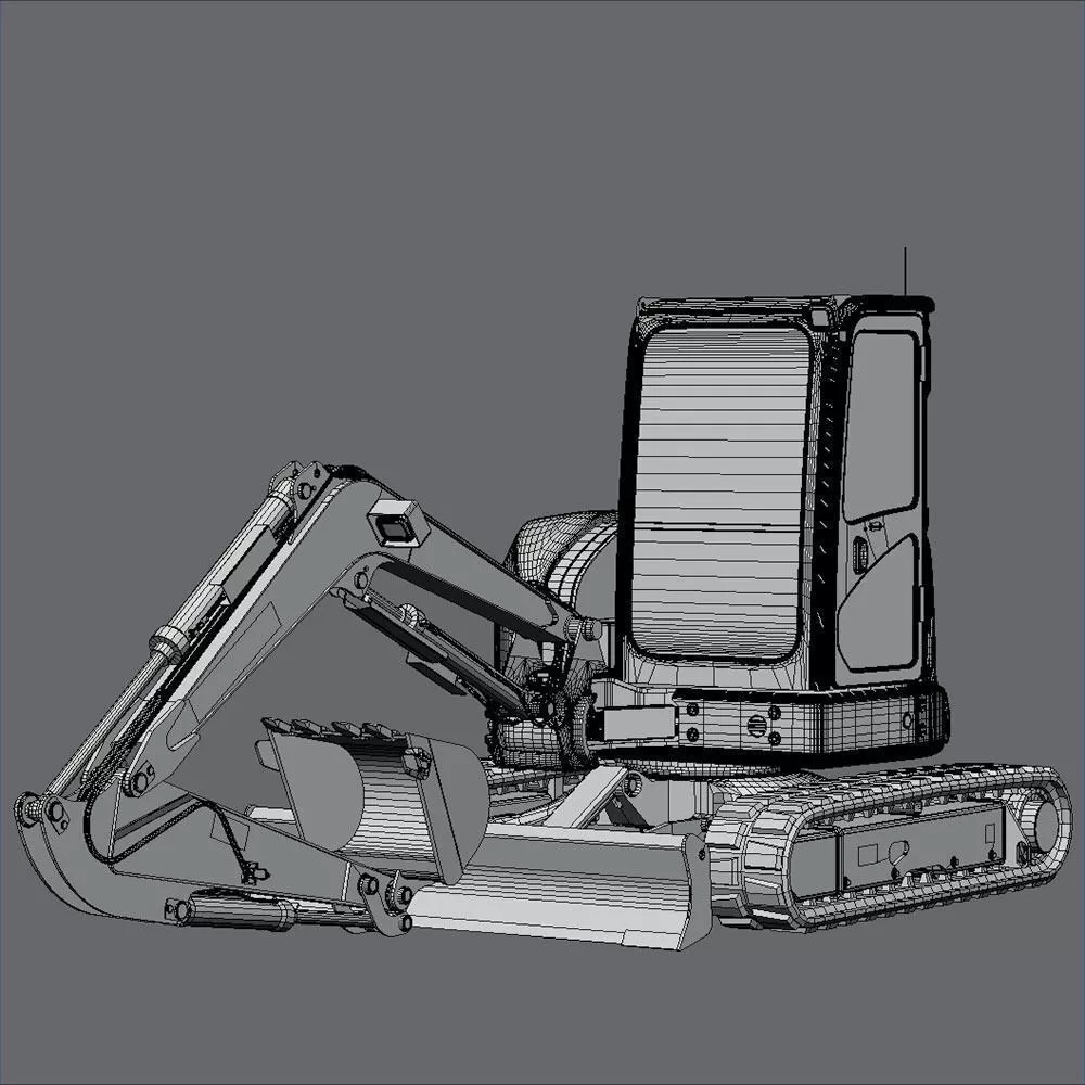 Mini Excavator Hitachi ZX55U 3D Model – High Poly PBR Asset, FBX - View 6