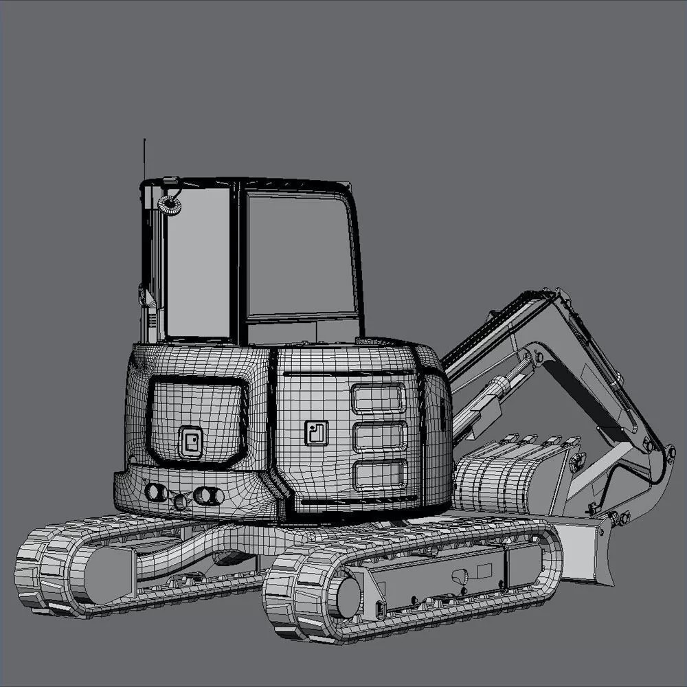 Mini Excavator Hitachi ZX55U 3D Model – High Poly PBR Asset, FBX - View 7
