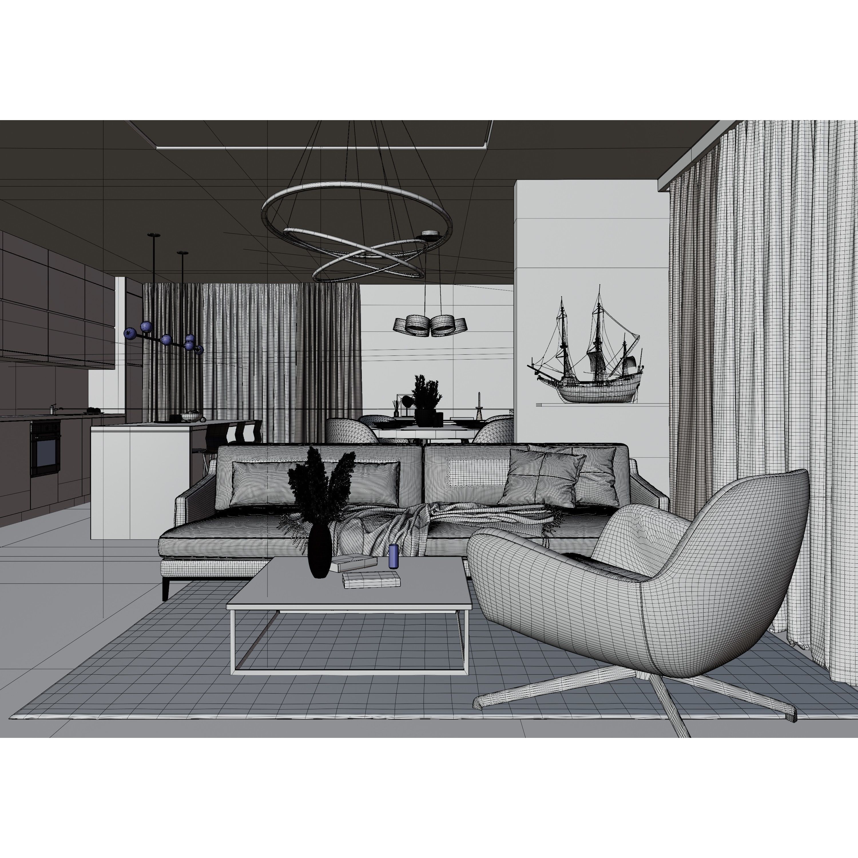 Modern Apartment Scene - High-Quality 3D Model - View 30