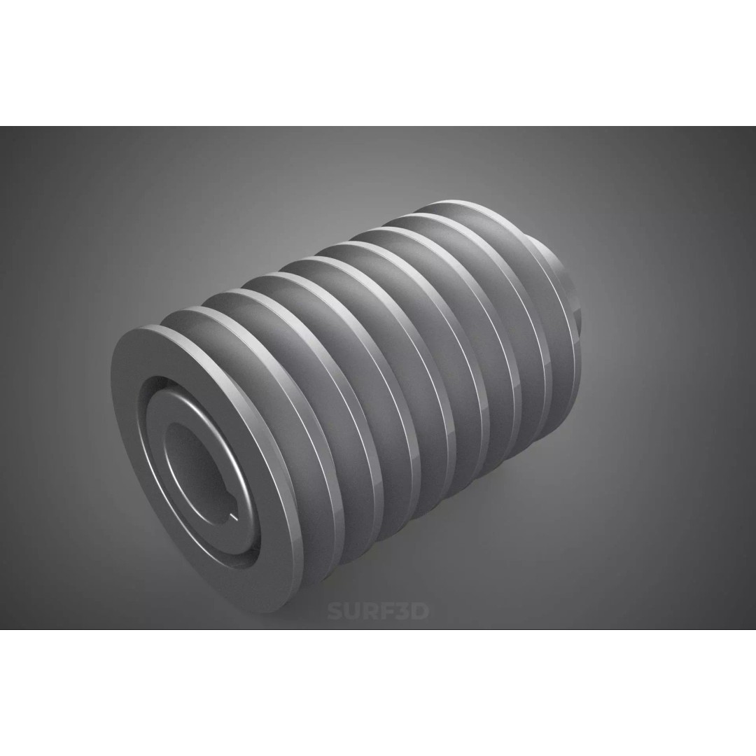 Octuple Groove V-Belt Pulley 3D Model – Industrial Sheave, FBX, PBR - View 10