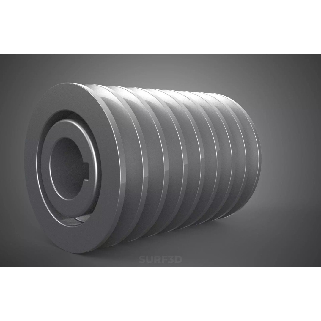 Octuple Groove V-Belt Pulley 3D Model – Industrial Sheave, FBX, PBR - View 11