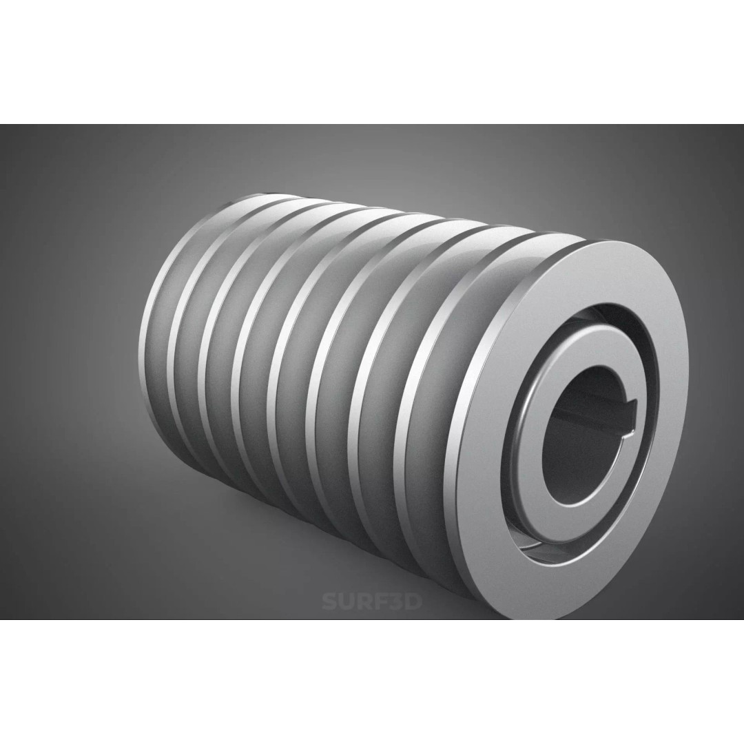 Octuple Groove V-Belt Pulley 3D Model – Industrial Sheave, FBX, PBR - View 13