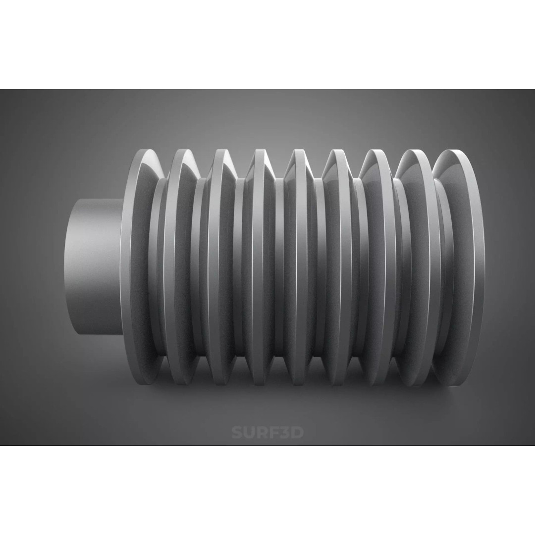 Octuple Groove V-Belt Pulley 3D Model – Industrial Sheave, FBX, PBR - View 14