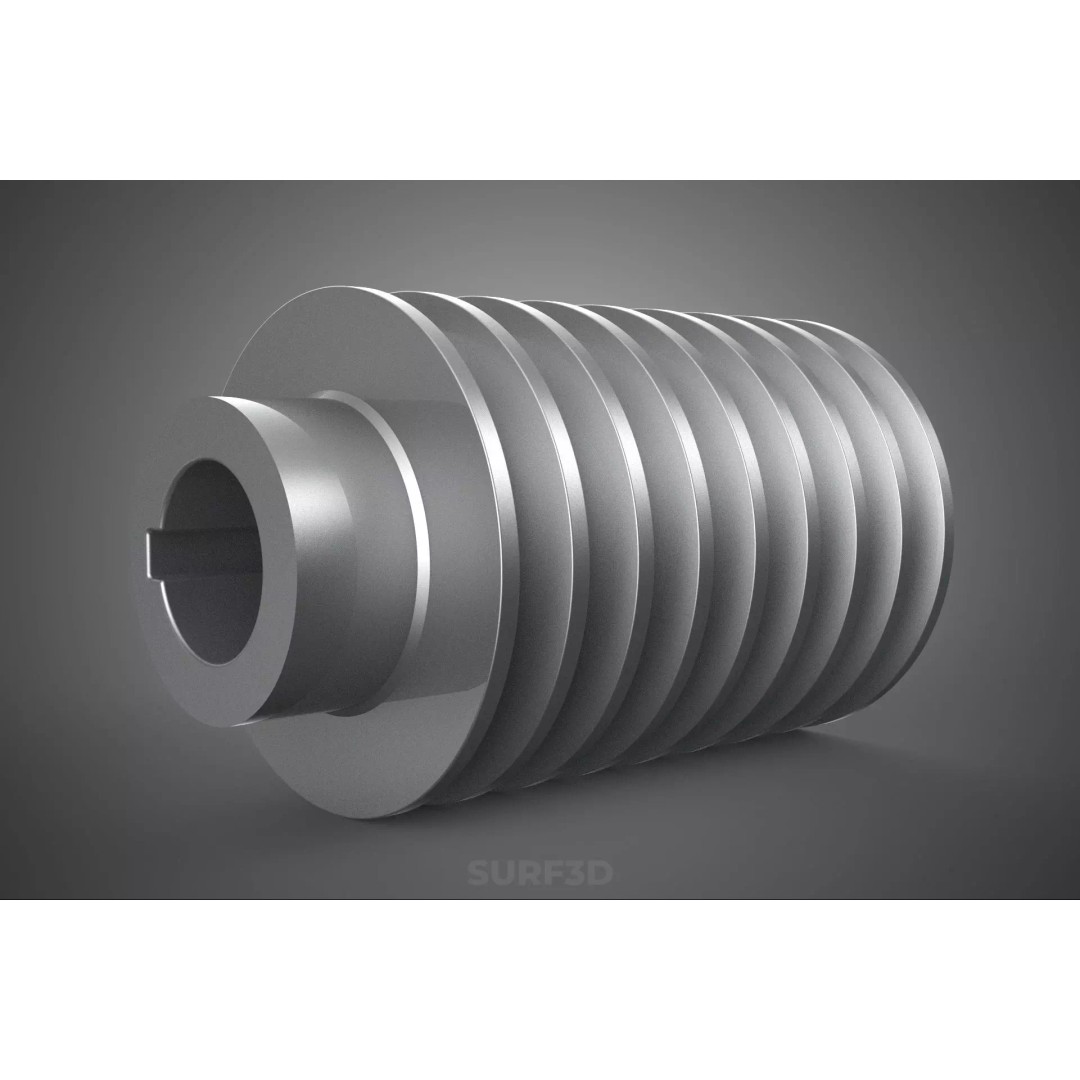Octuple Groove V-Belt Pulley 3D Model – Industrial Sheave, FBX, PBR - View 19