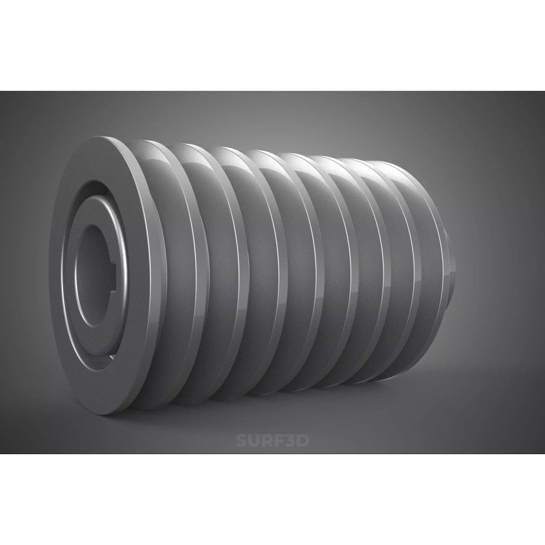 Octuple Groove V-Belt Pulley 3D Model – Industrial Sheave, FBX, PBR - View 20