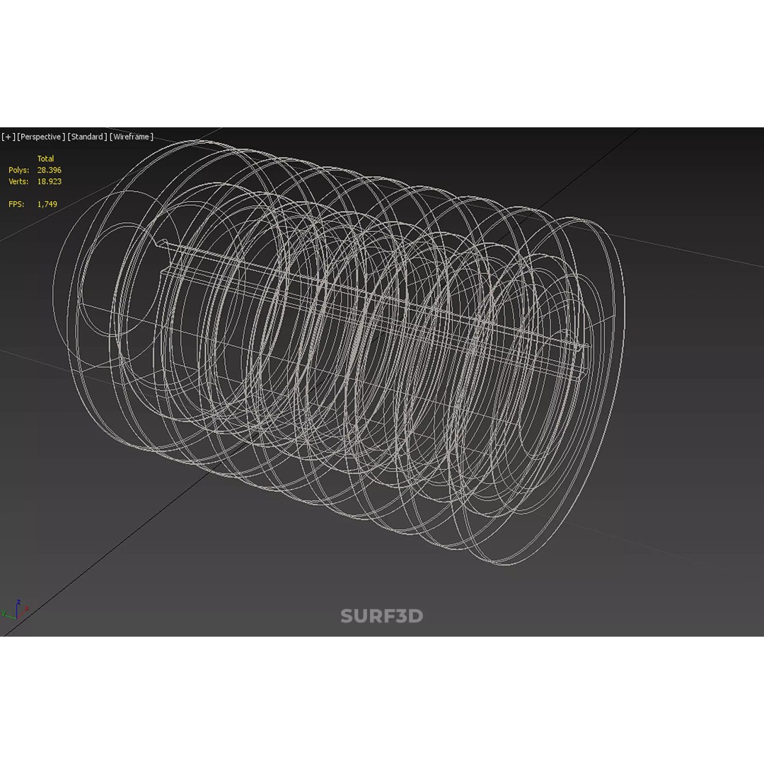 Octuple Groove V-Belt Pulley 3D Model – Industrial Sheave, FBX, PBR - View 23