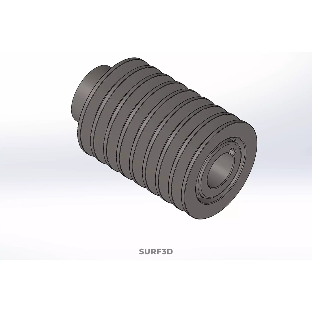 Octuple Groove V-Belt Pulley 3D Model – Industrial Sheave, FBX, PBR - View 25