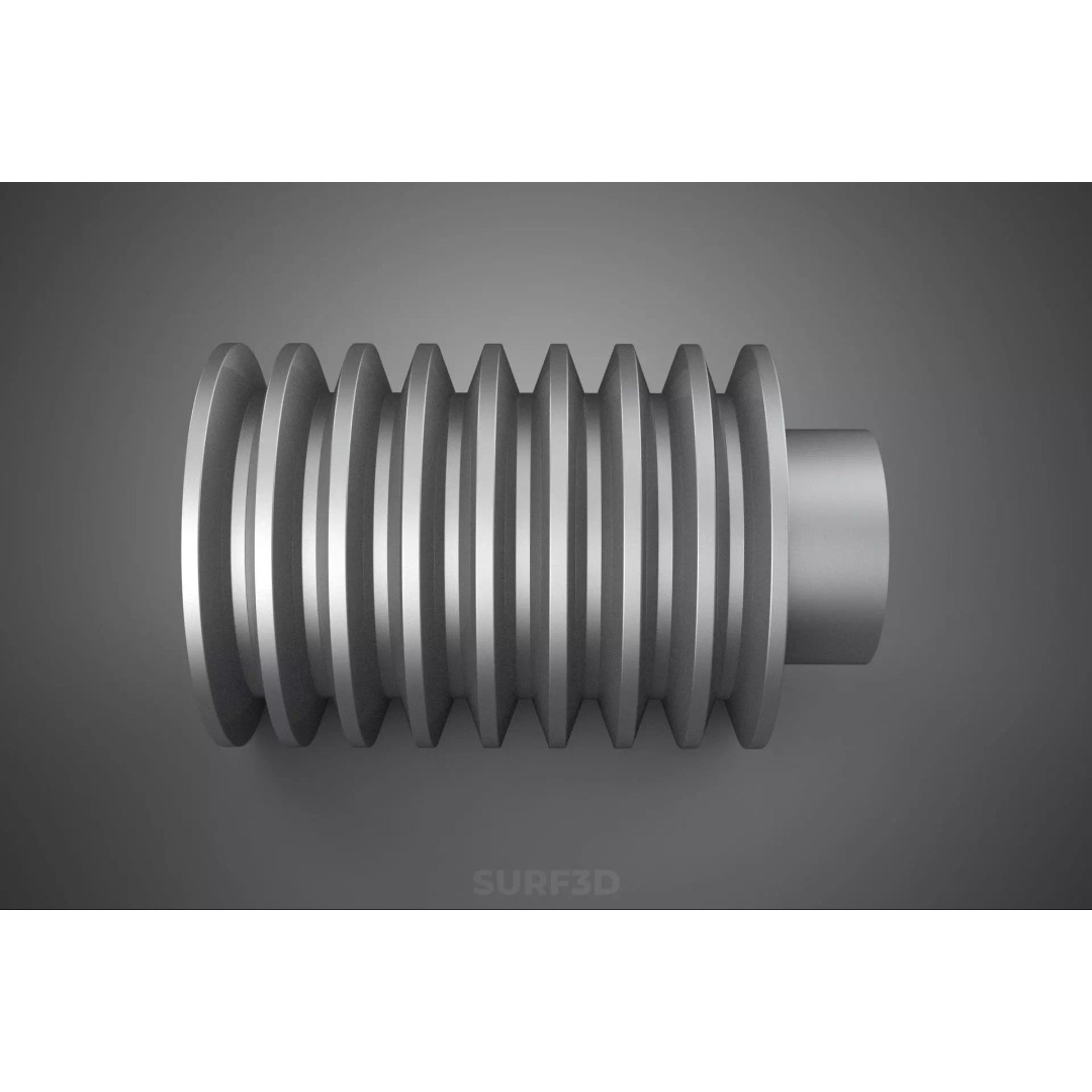 Octuple Groove V-Belt Pulley 3D Model – Industrial Sheave, FBX, PBR - View 4