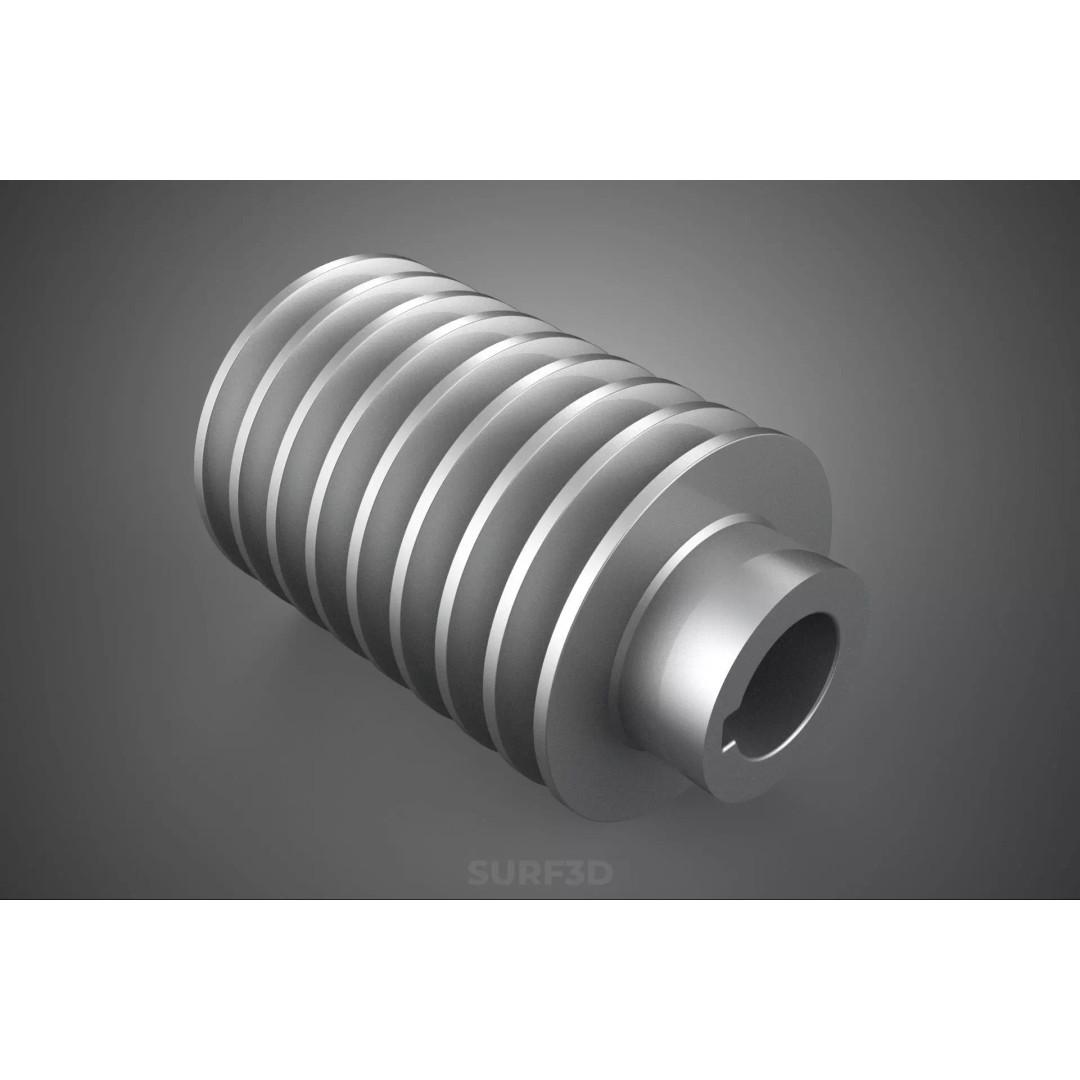 Octuple Groove V-Belt Pulley 3D Model – Industrial Sheave, FBX, PBR - View 5