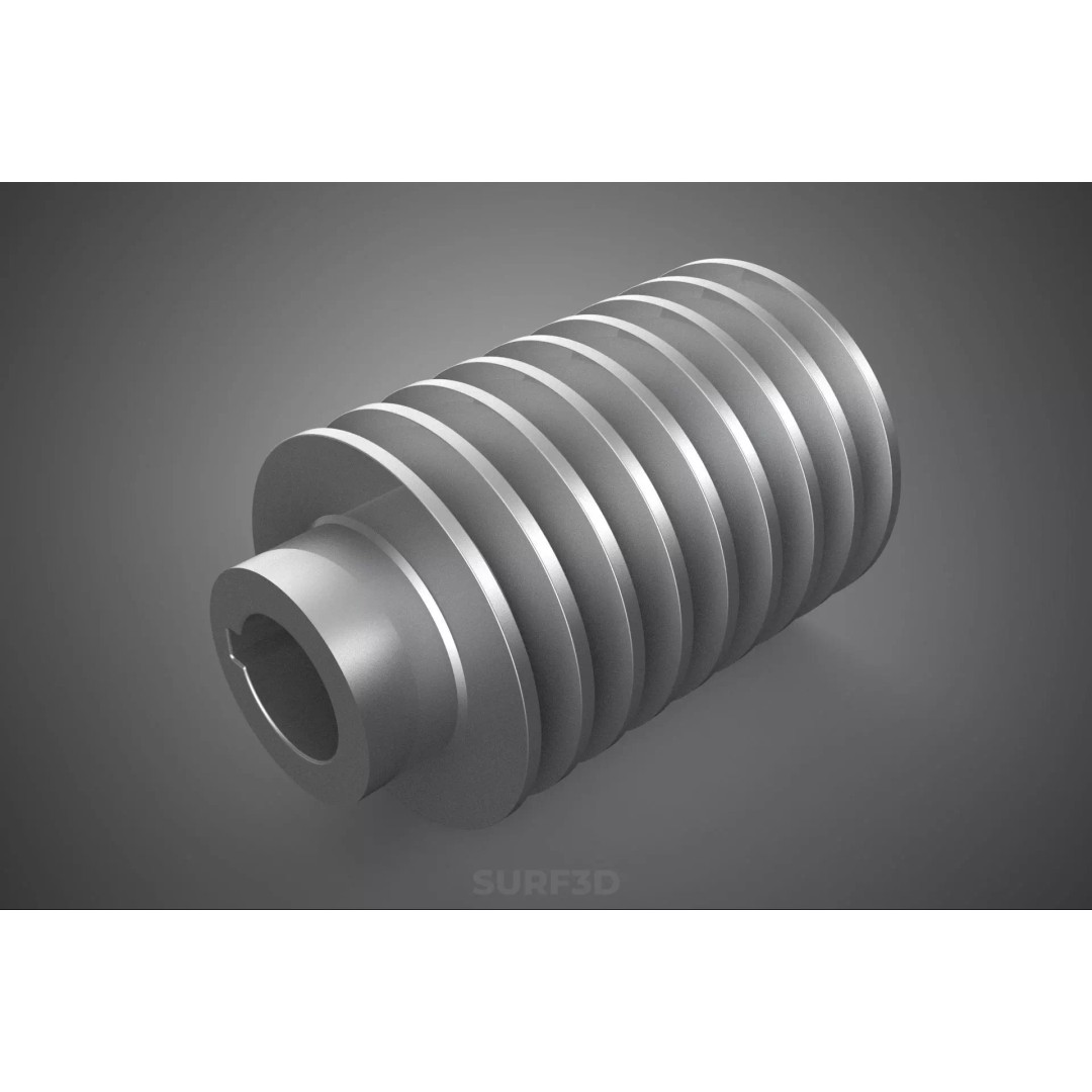 Octuple Groove V-Belt Pulley 3D Model – Industrial Sheave, FBX, PBR - View 7