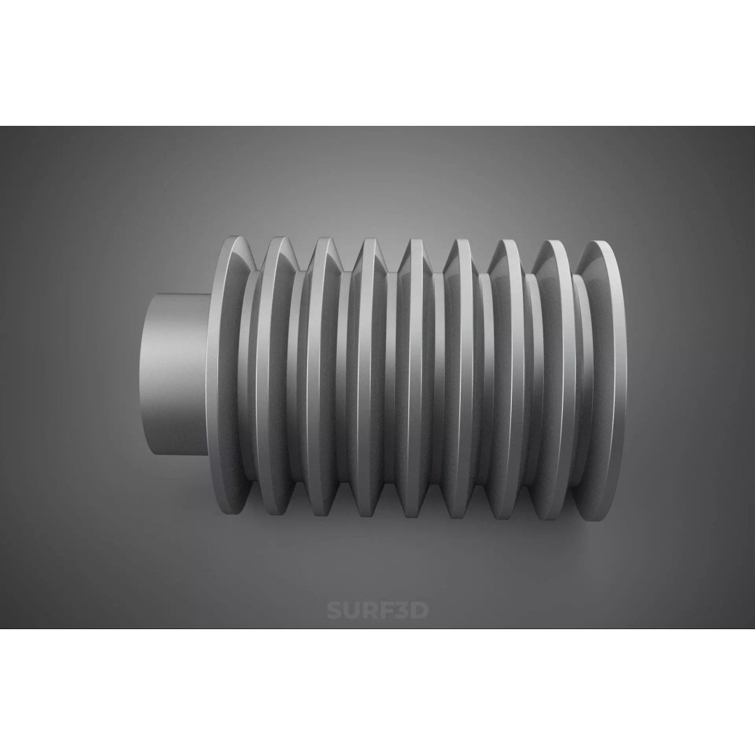 Octuple Groove V-Belt Pulley 3D Model – Industrial Sheave, FBX, PBR - View 8