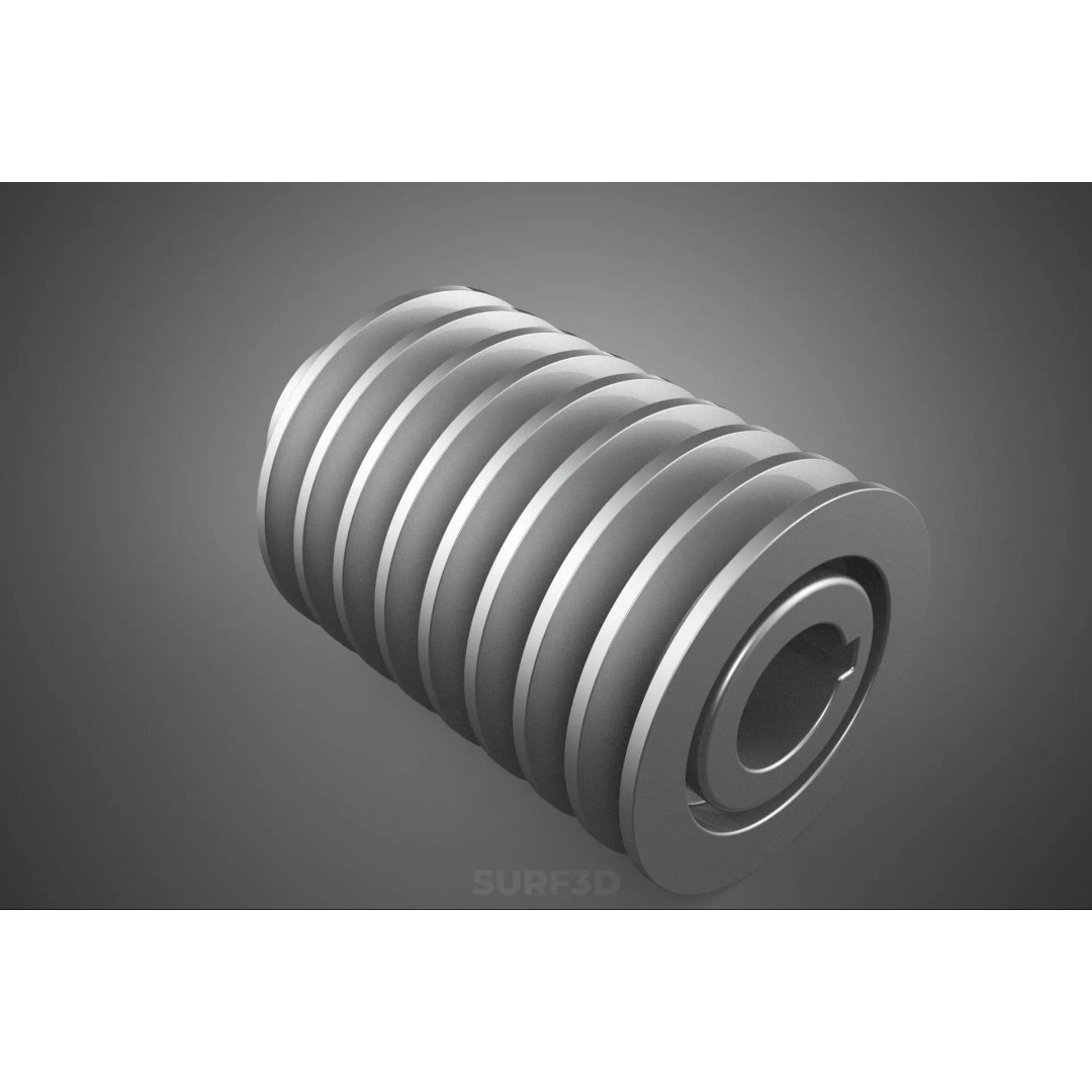 Octuple Groove V-Belt Pulley 3D Model – Industrial Sheave, FBX, PBR - View 9