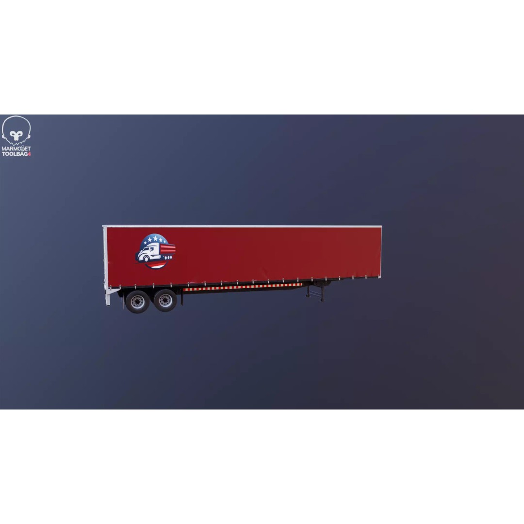 Curtain Semi-Trailer 3D Model – High Poly PBR Vehicle Asset, FBX