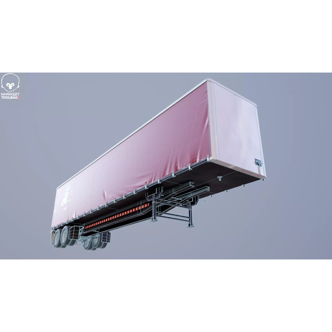 Curtain Semi-Trailer 3D Model – High Poly PBR Vehicle Asset, FBX - View 10