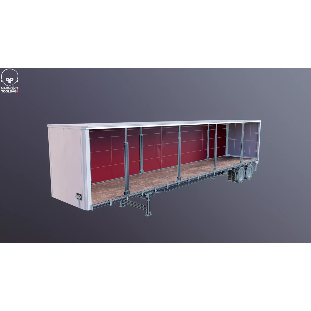 Curtain Semi-Trailer 3D Model – High Poly PBR Vehicle Asset, FBX - View 11