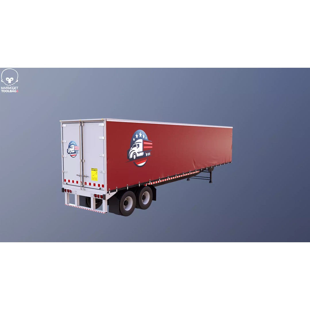 Curtain Semi-Trailer 3D Model – High Poly PBR Vehicle Asset, FBX - View 13