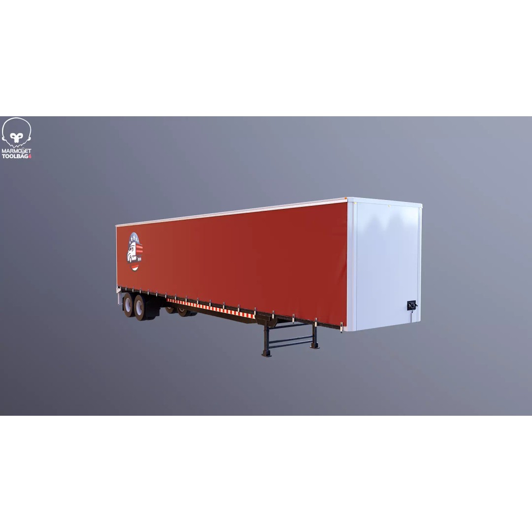 Curtain Semi-Trailer 3D Model – High Poly PBR Vehicle Asset, FBX - View 14