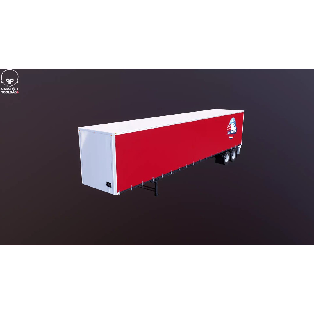 Curtain Semi-Trailer 3D Model – High Poly PBR Vehicle Asset, FBX - View 15