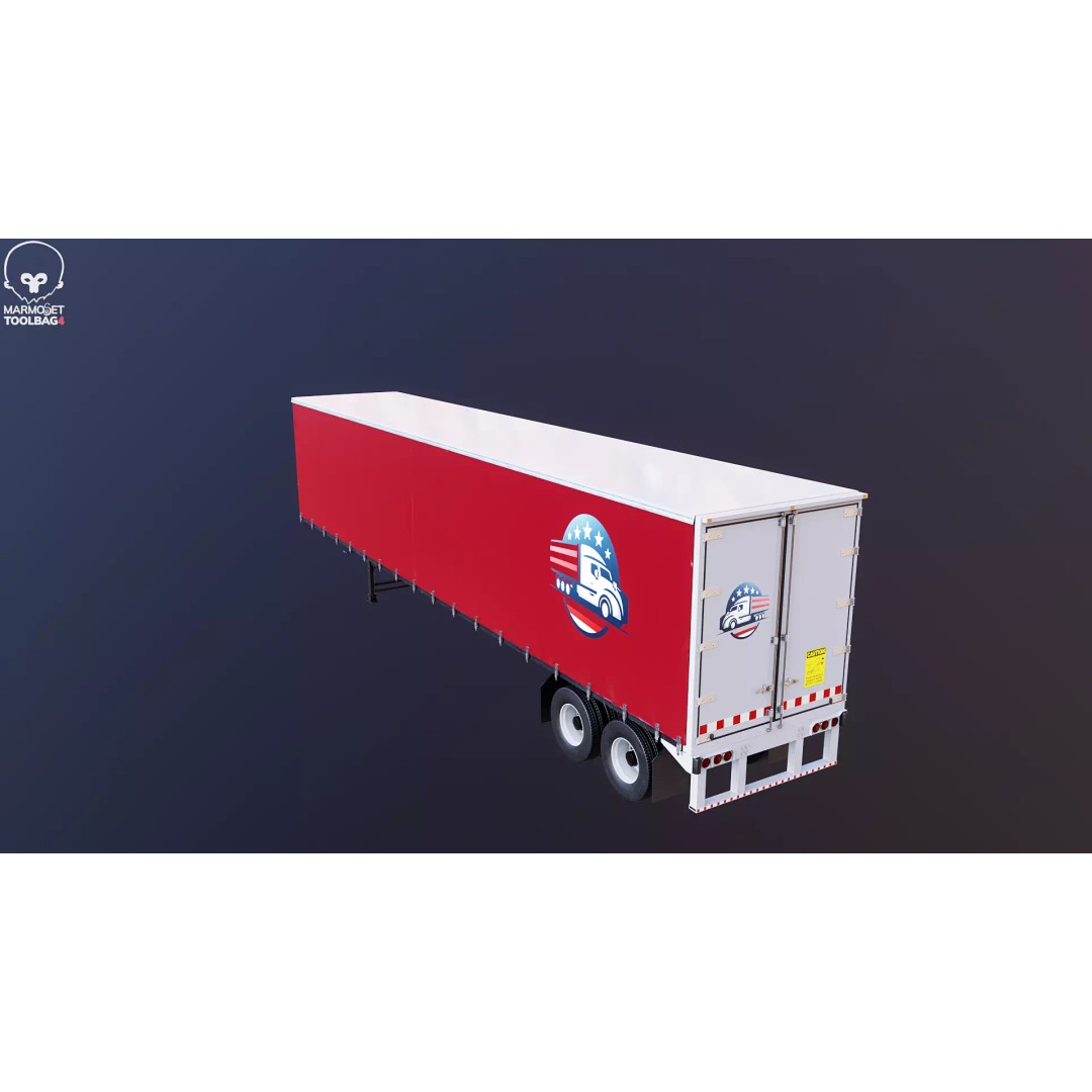 Curtain Semi-Trailer 3D Model – High Poly PBR Vehicle Asset, FBX - View 16