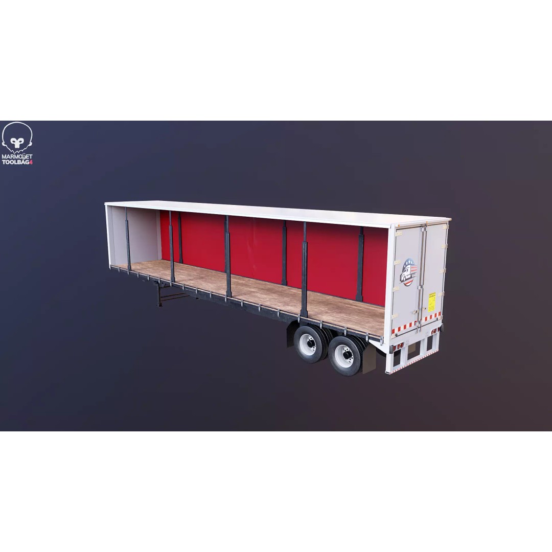 Curtain Semi-Trailer 3D Model – High Poly PBR Vehicle Asset, FBX - View 17