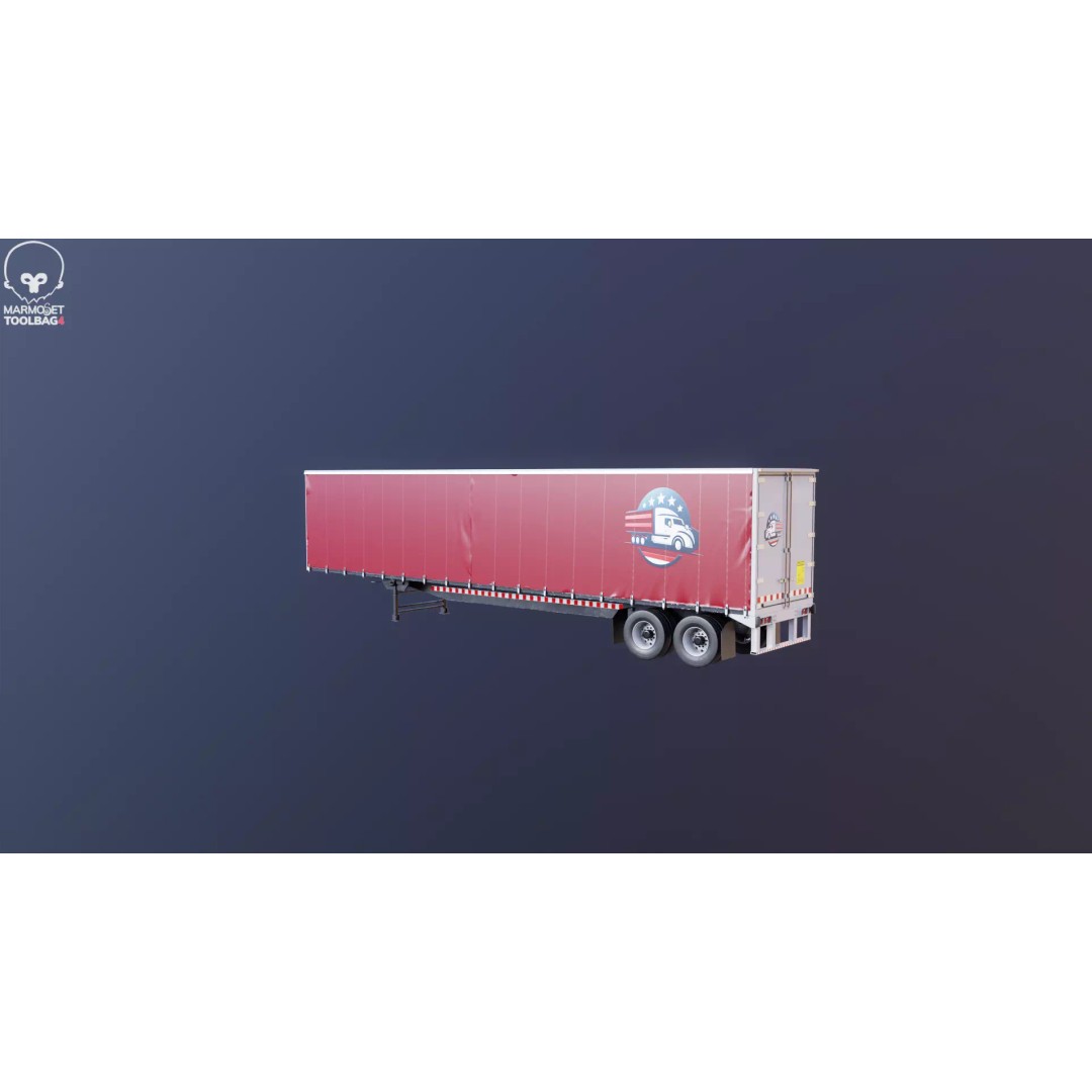 Curtain Semi-Trailer 3D Model – High Poly PBR Vehicle Asset, FBX - View 21