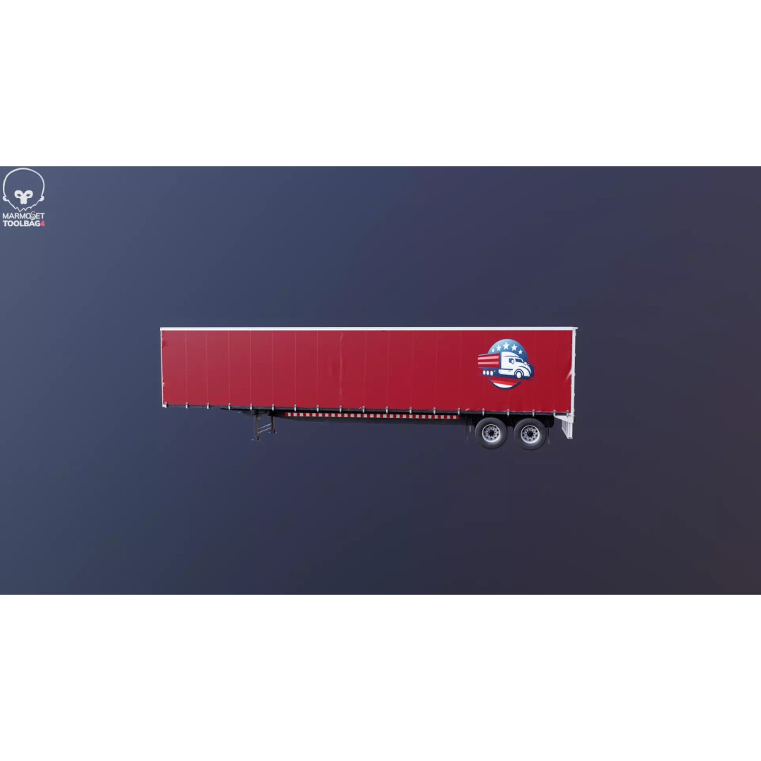 Curtain Semi-Trailer 3D Model – High Poly PBR Vehicle Asset, FBX - View 22