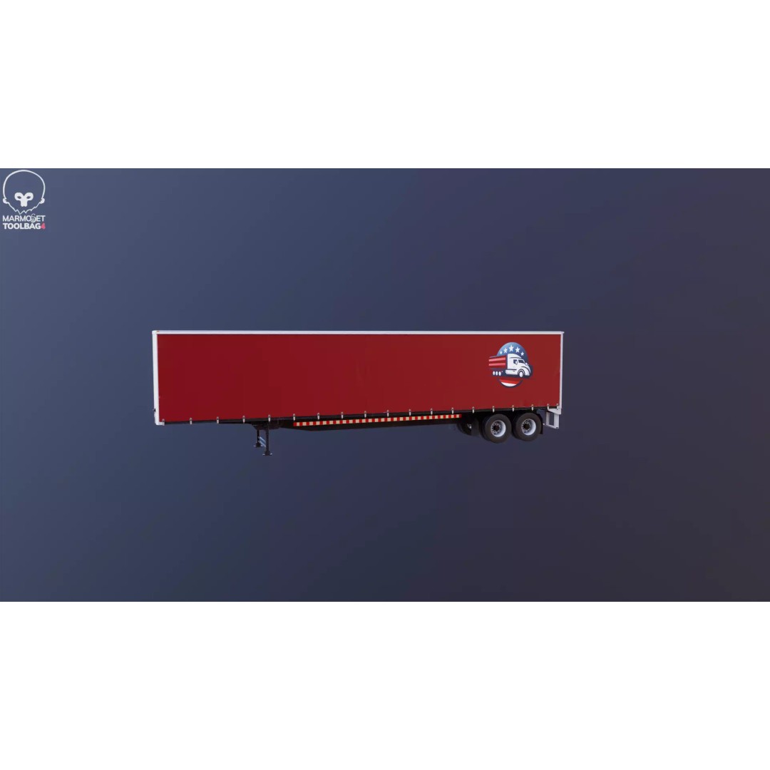 Curtain Semi-Trailer 3D Model – High Poly PBR Vehicle Asset, FBX - View 23