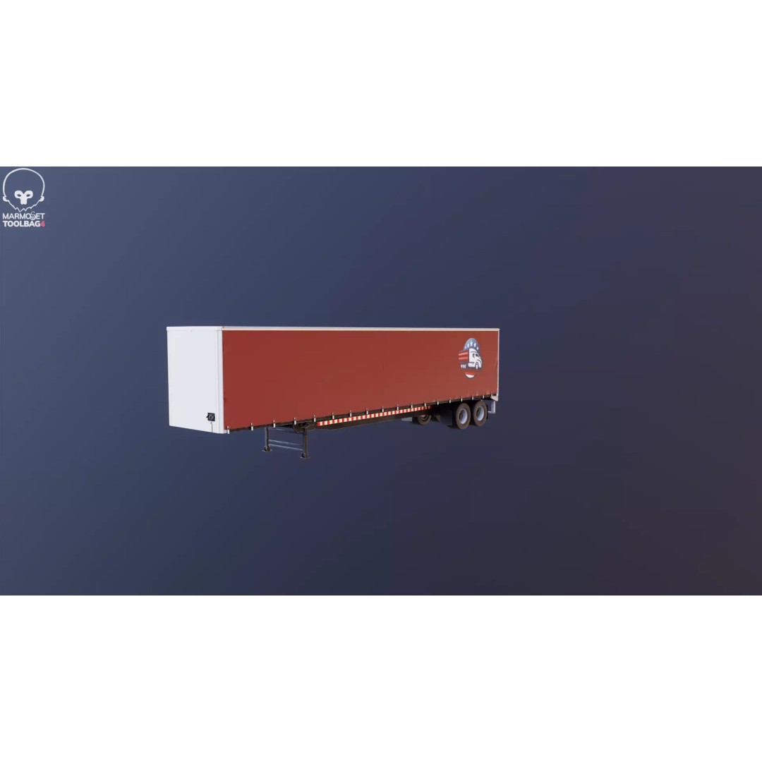 Curtain Semi-Trailer 3D Model – High Poly PBR Vehicle Asset, FBX - View 24
