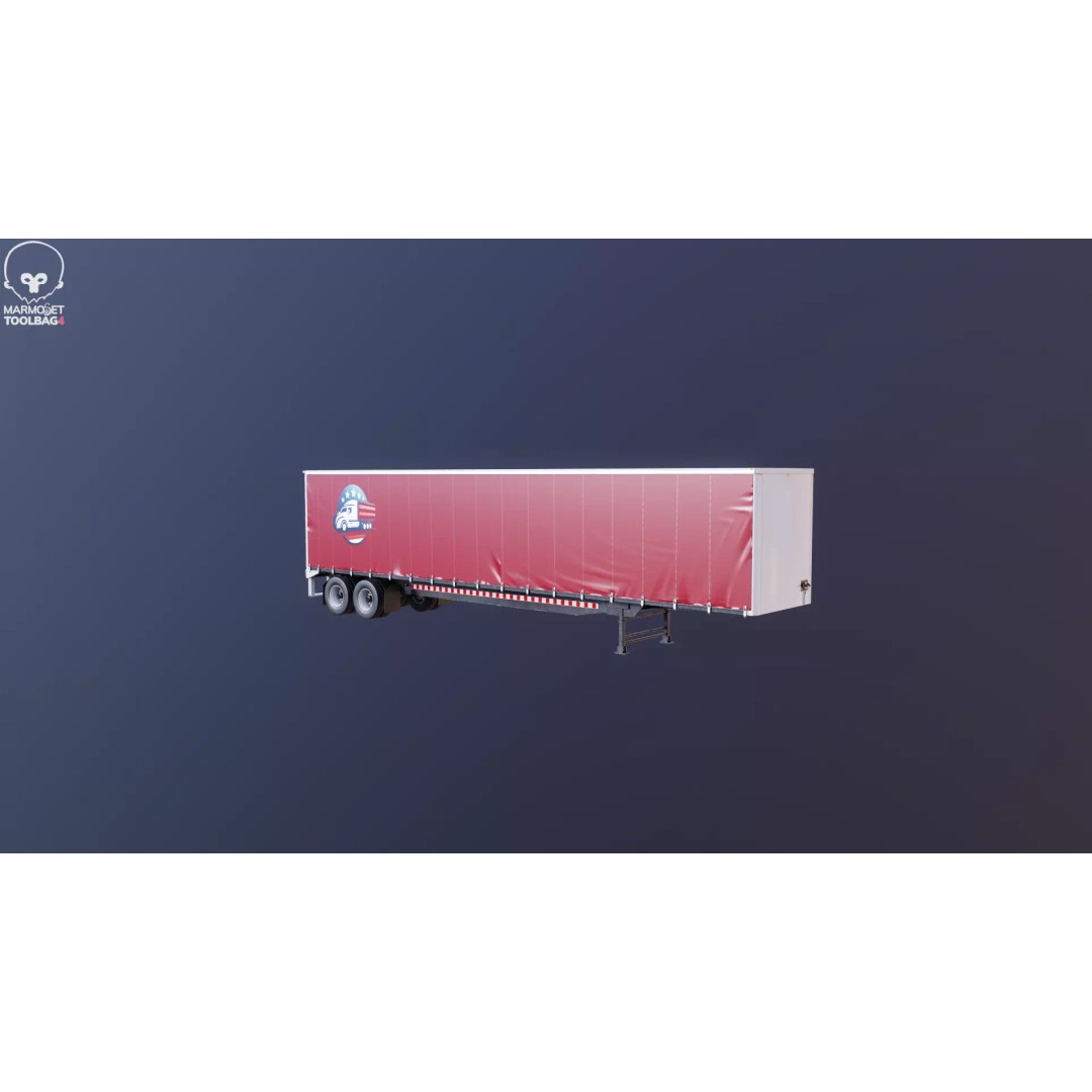 Curtain Semi-Trailer 3D Model – High Poly PBR Vehicle Asset, FBX - View 27