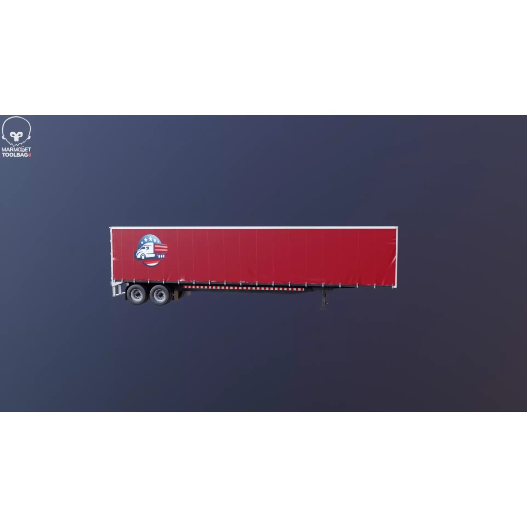 Curtain Semi-Trailer 3D Model – High Poly PBR Vehicle Asset, FBX - View 28