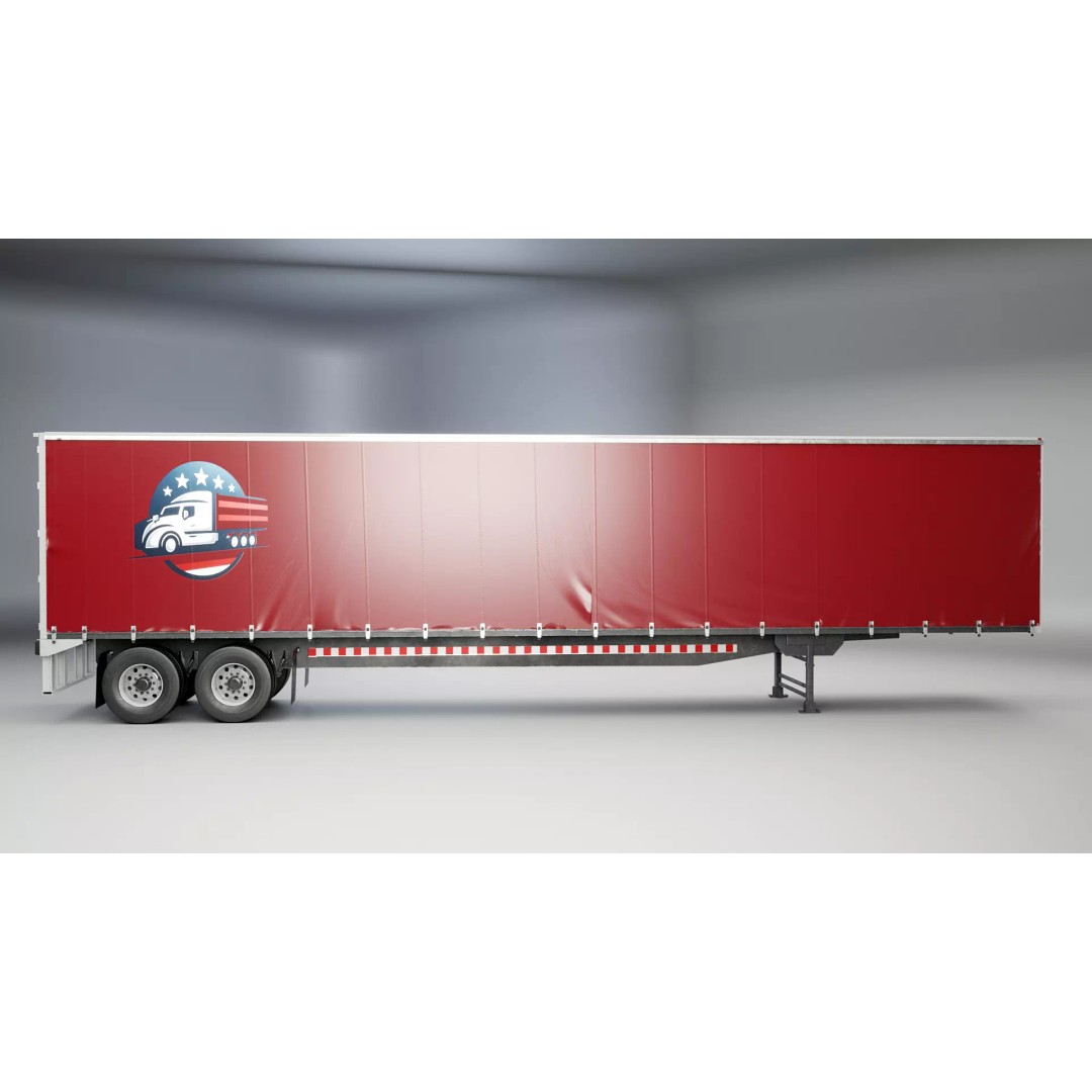 Curtain Semi-Trailer 3D Model – High Poly PBR Vehicle Asset, FBX - View 3