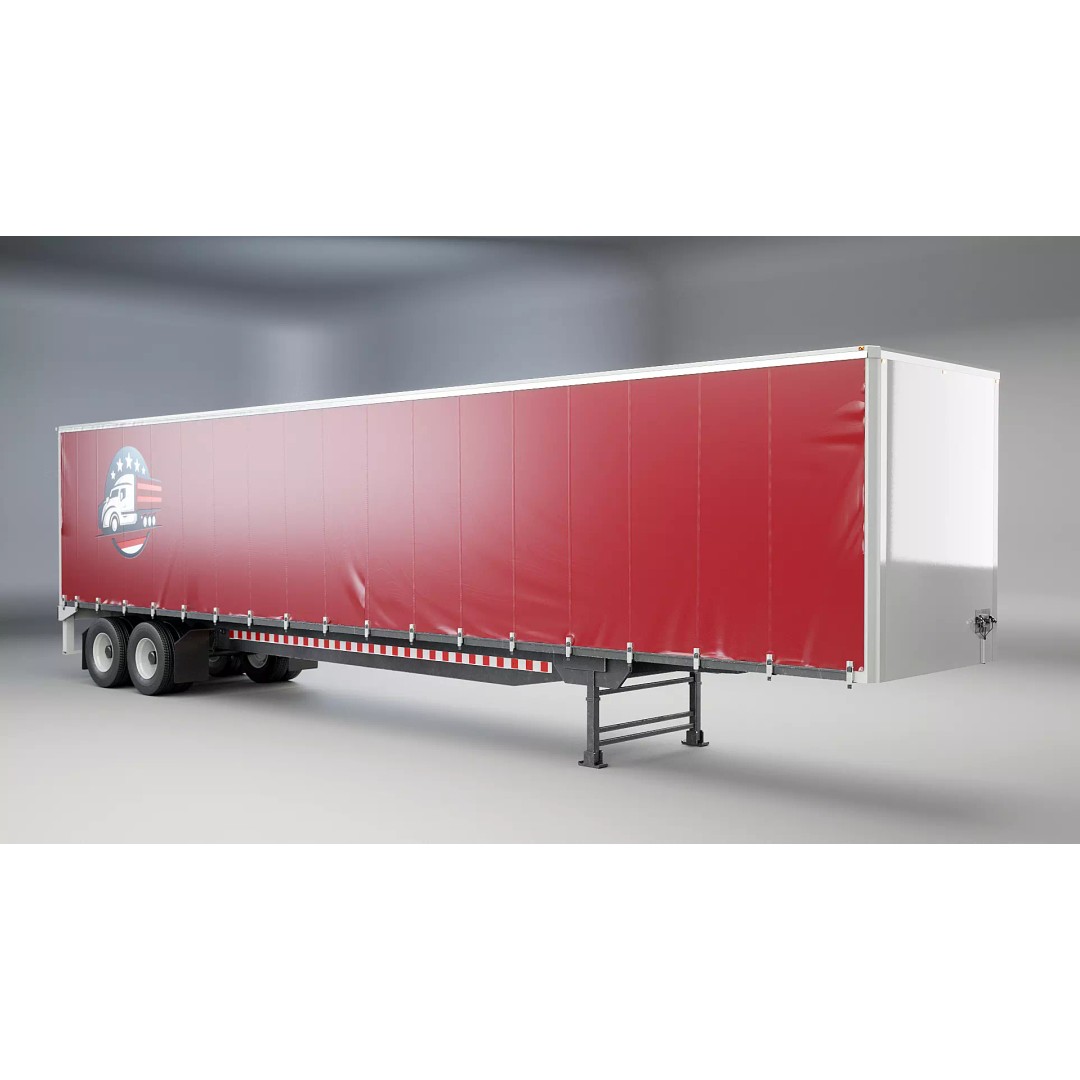 Curtain Semi-Trailer 3D Model – High Poly PBR Vehicle Asset, FBX - View 4