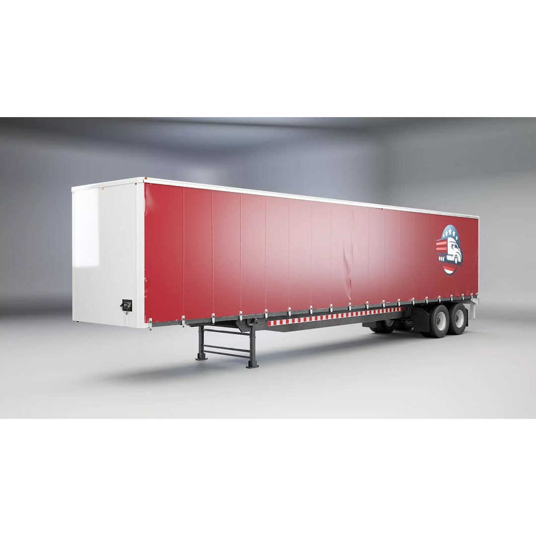 Curtain Semi-Trailer 3D Model – High Poly PBR Vehicle Asset, FBX - View 5