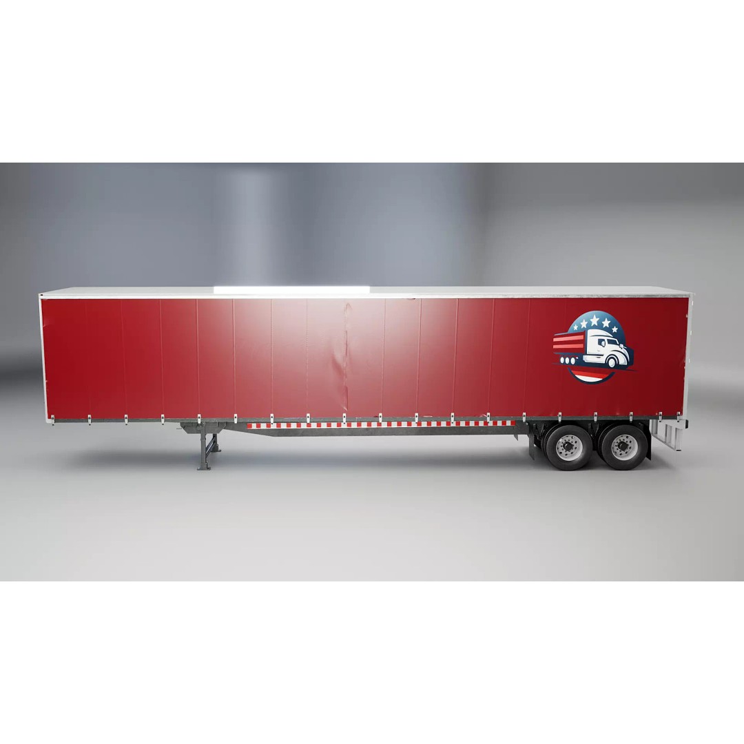 Curtain Semi-Trailer 3D Model – High Poly PBR Vehicle Asset, FBX - View 6