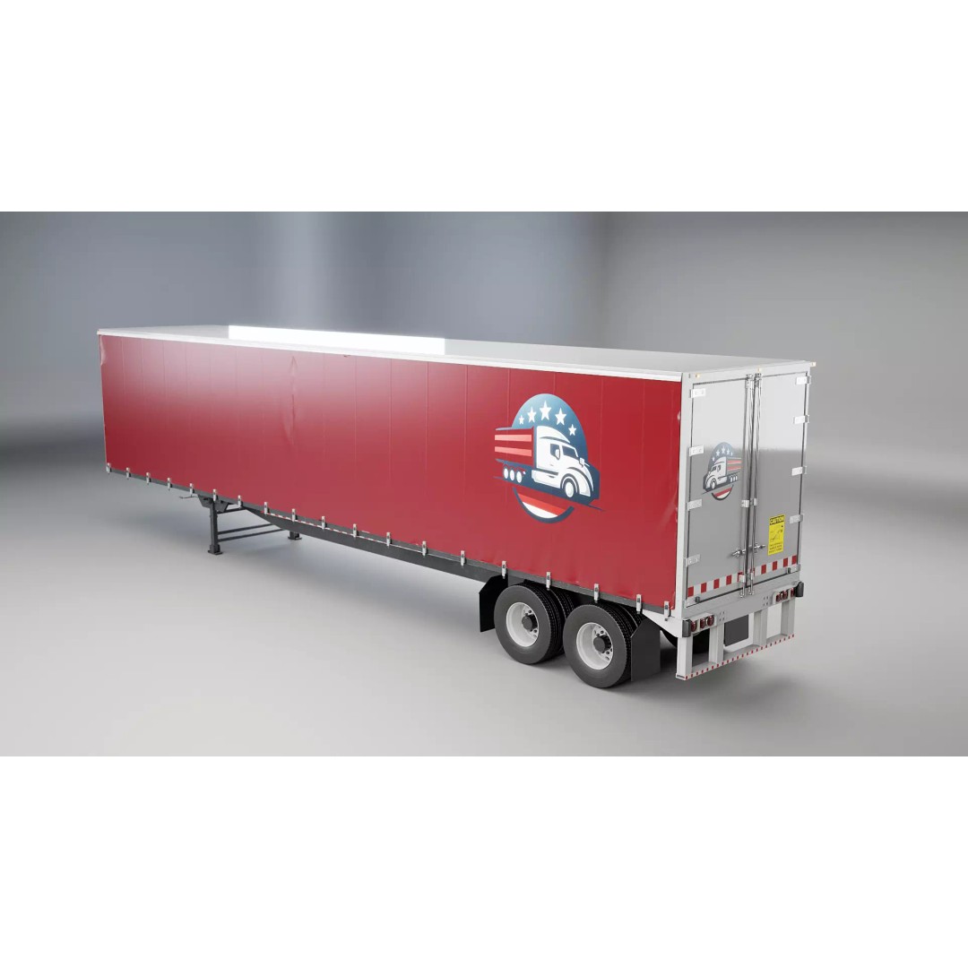 Curtain Semi-Trailer 3D Model – High Poly PBR Vehicle Asset, FBX - View 7