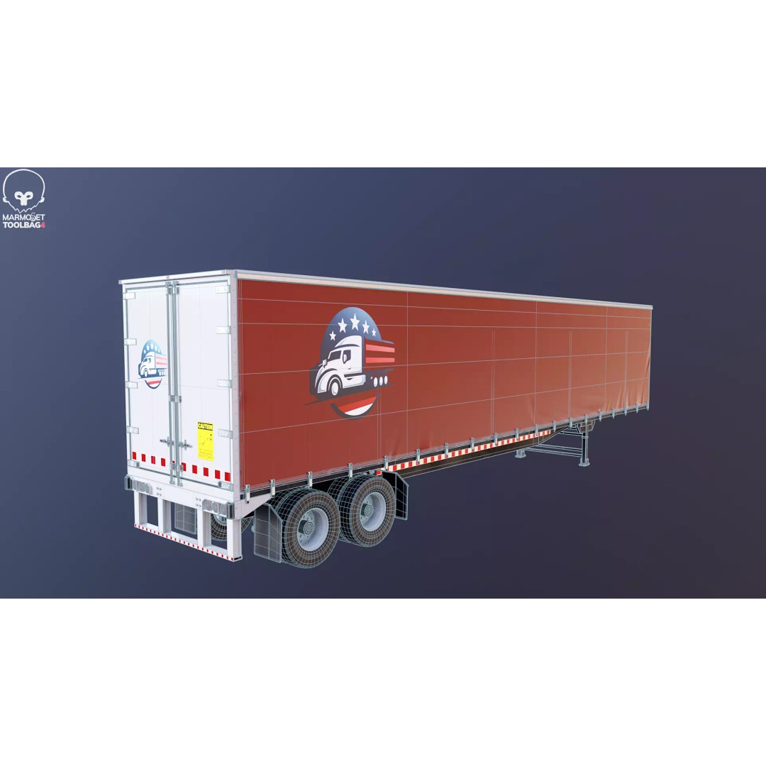 Curtain Semi-Trailer 3D Model – High Poly PBR Vehicle Asset, FBX - View 9