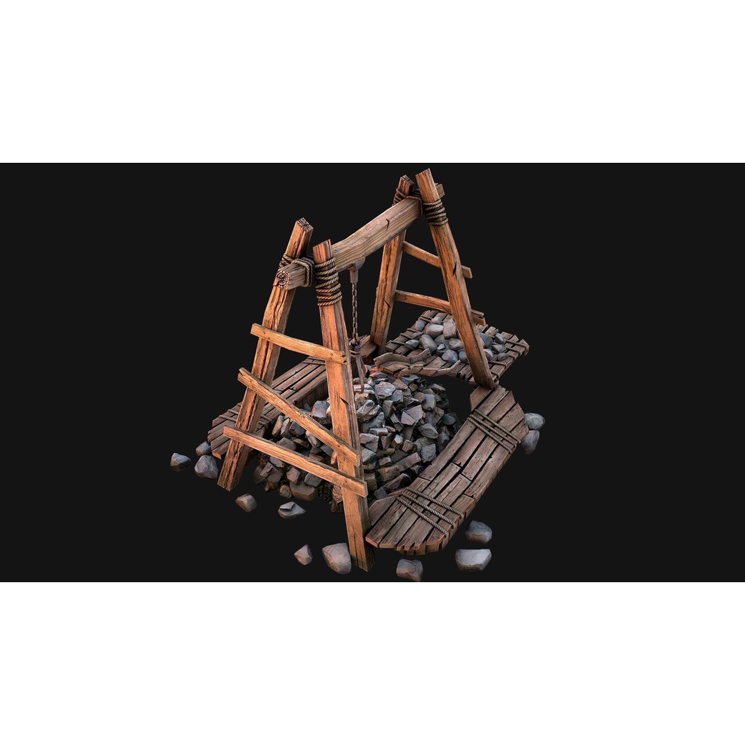 Quarry Stone Rock Mine 3D Model – Low Poly Game Asset, PBR Textures - View 12