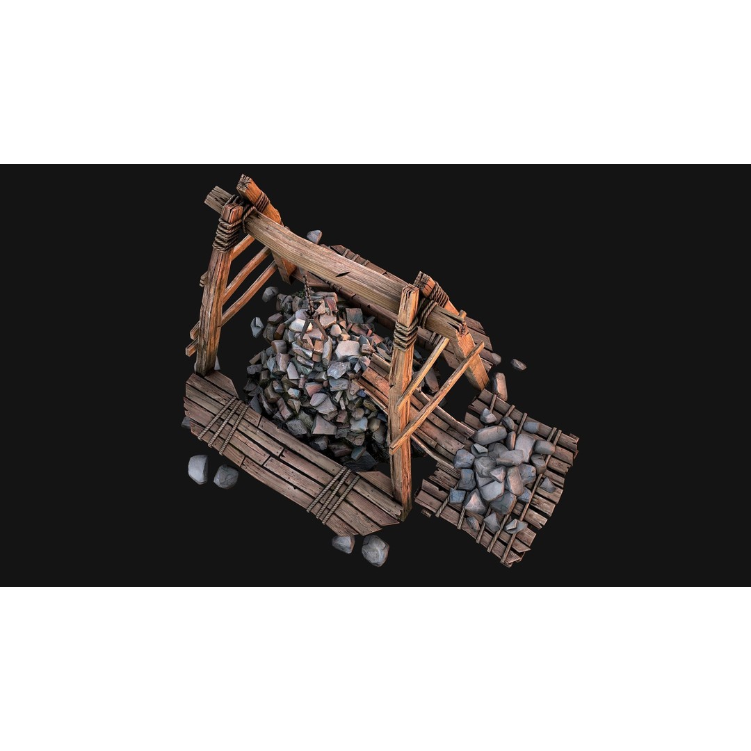 Quarry Stone Rock Mine 3D Model – Low Poly Game Asset, PBR Textures - View 24