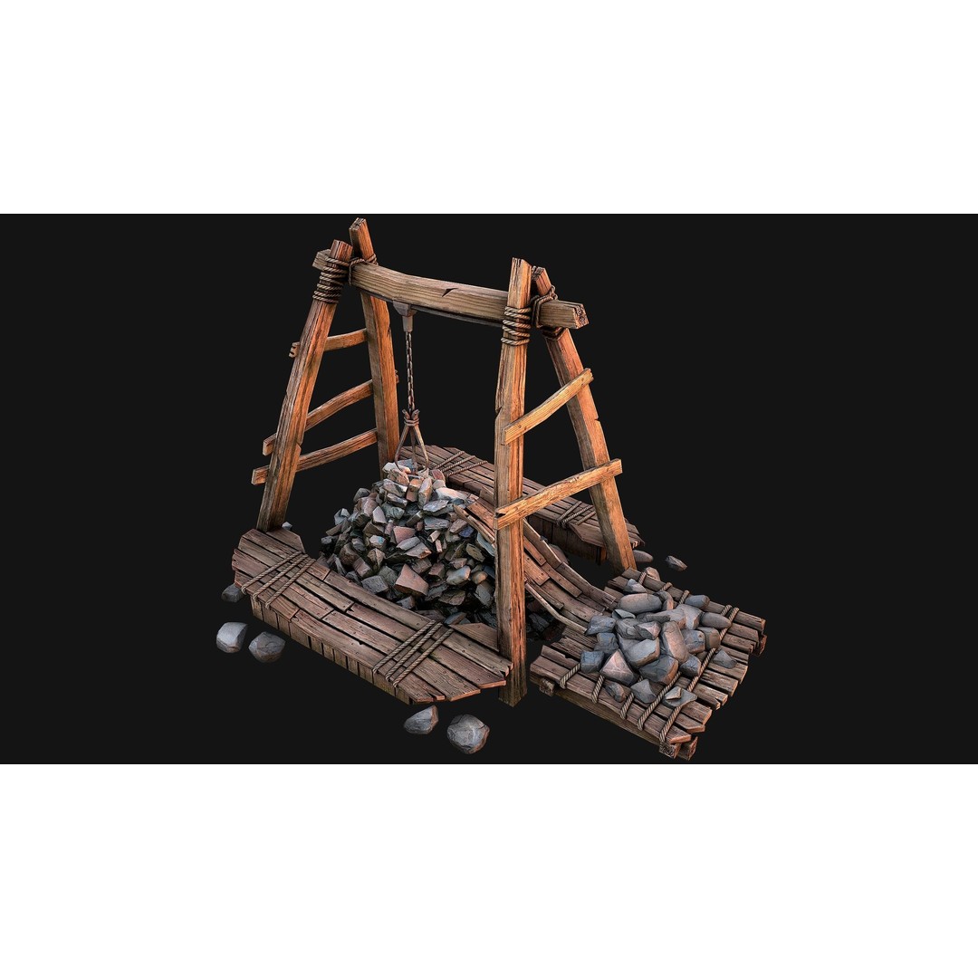 Quarry Stone Rock Mine 3D Model – Low Poly Game Asset, PBR Textures - View 3