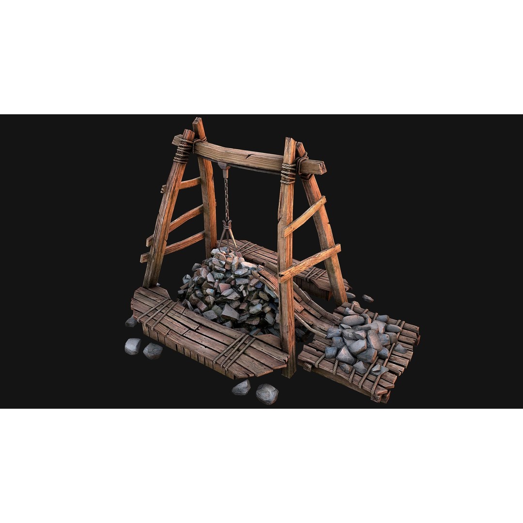 Quarry Stone Rock Mine 3D Model – Low Poly Game Asset, PBR Textures - View 7